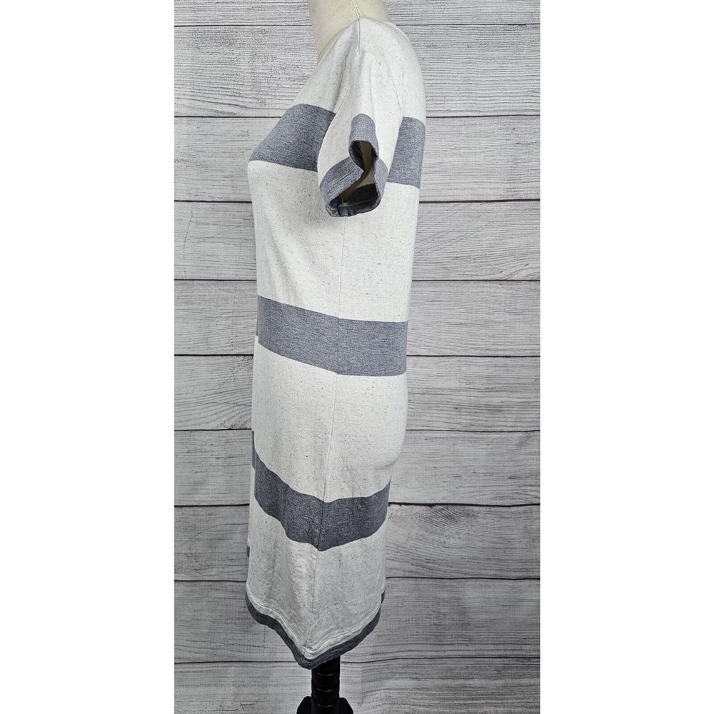 Lou & Grey Soft Striped Tee Shirt Dress Grey and Off White Size Small - Picture 3 of 8